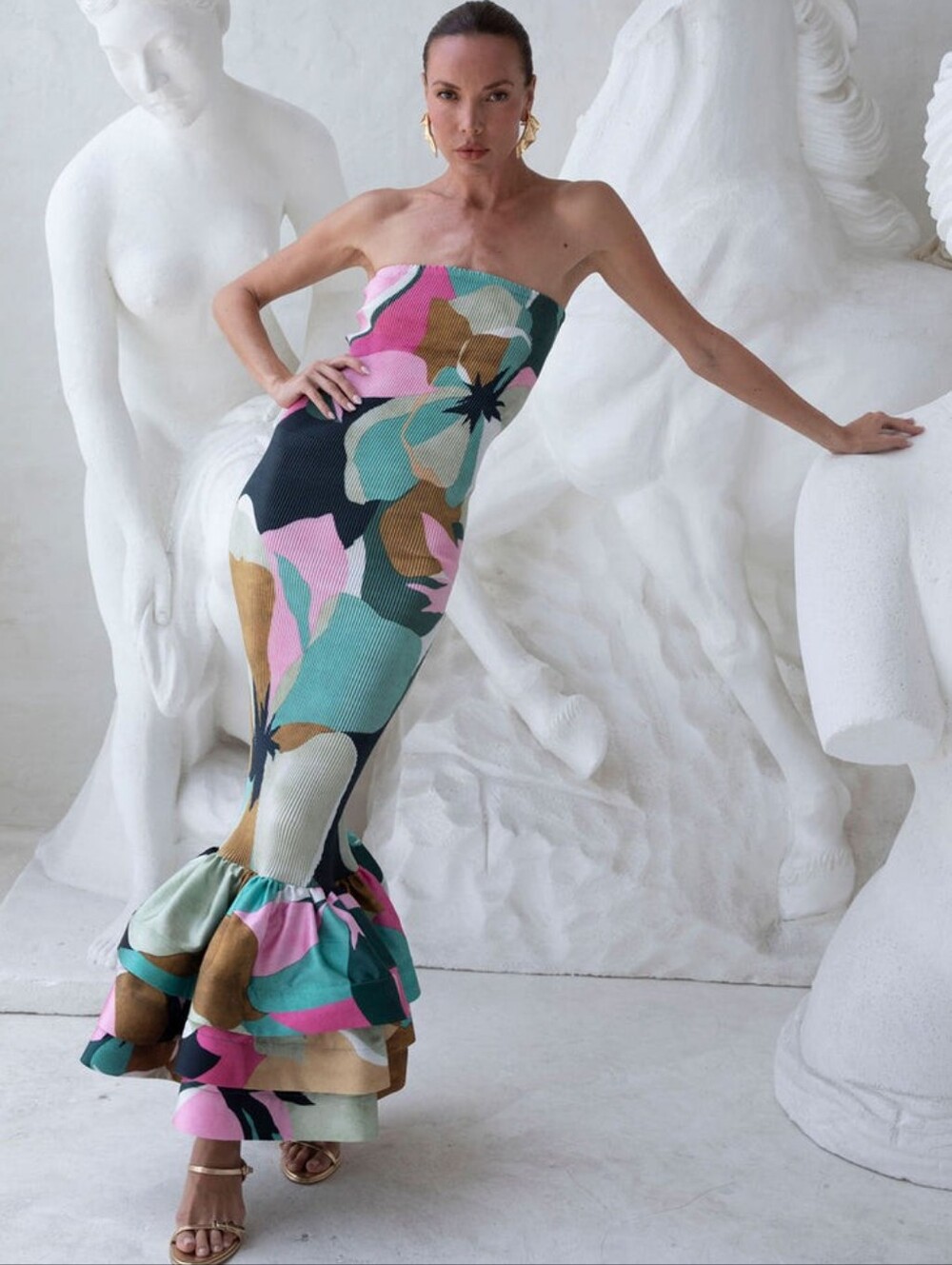 LIDEE WOMAN Strapless Floral Mermaid Maxi Dress in Multicolor (Pd $449 Usd)